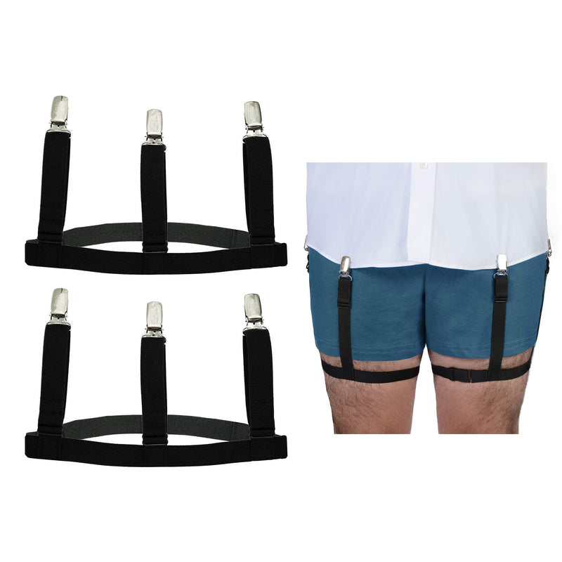 Adjustable Shirt Garters with Locking Non-Slip Clips (2 Pairs) for Men