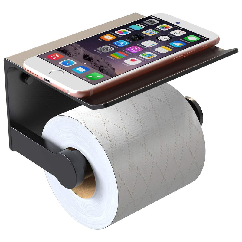 Toilet paper holder with phone holder, rustproof aluminum, easy to wall mount