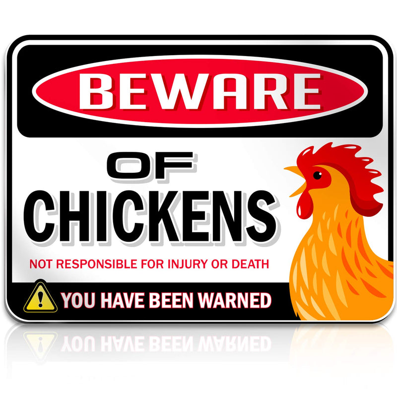 Beware of Chickens PVC Warning Signs 9" x 12" Chicken Fan Lover Chicken