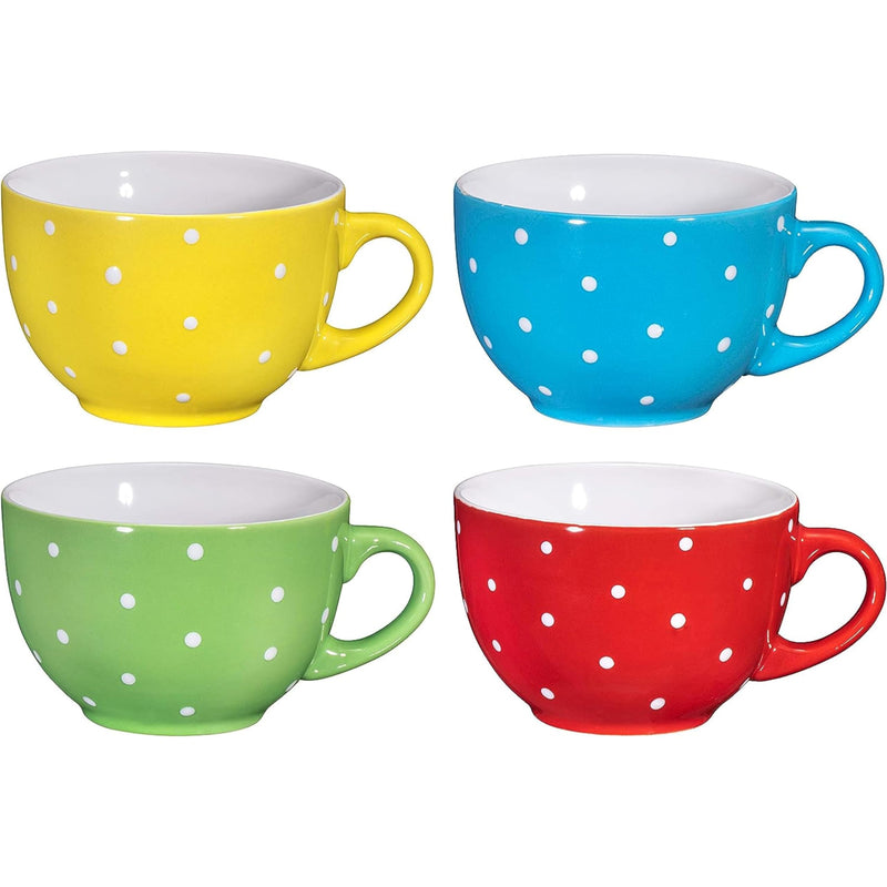 Large Coffee Mug - 24 Oz Polka Dots Mug - Ceramic Soup Mug - Large Cereal Mug