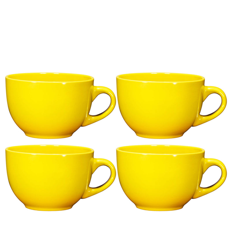 24oz Jumbo Coffee Mug Set of 4, Cute 24oz Ceramic Mug Set in Yellow