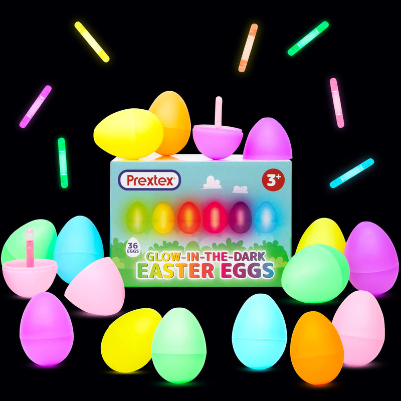 Glow in the Dark Easter Eggs Empty, 25 (Pack of 36) 36 Eggs and 36 Glow Sticks