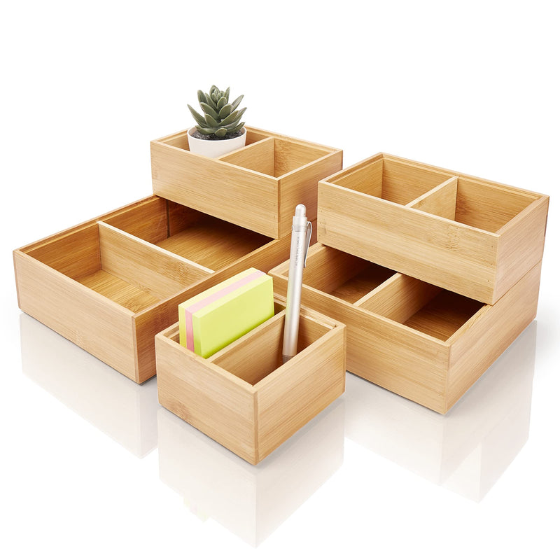 Drawer organizer made of 100 bamboo (5 pieces) organization system consisting of 5