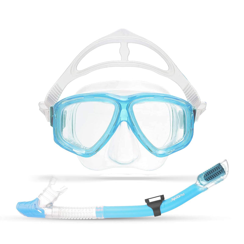 Dry Top Snorkeling Set for Kids - Diving Snorkeling Mask Made of Tempered Glass, Anti