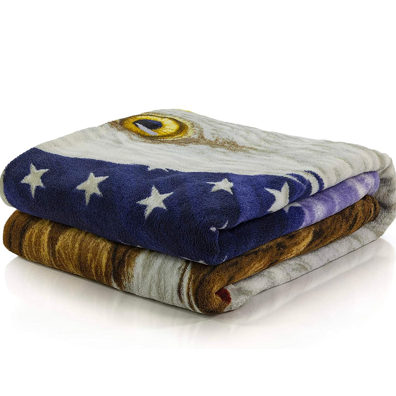 Independence Day Fleece Bed Blanket 50" x 60" Eagle Fleece Throw