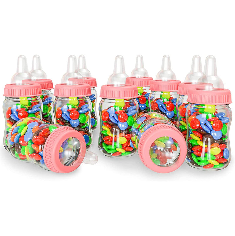 Small Baby Bottles - 12 Baby Bottles for Baby Shower Drinking Game - Transparent