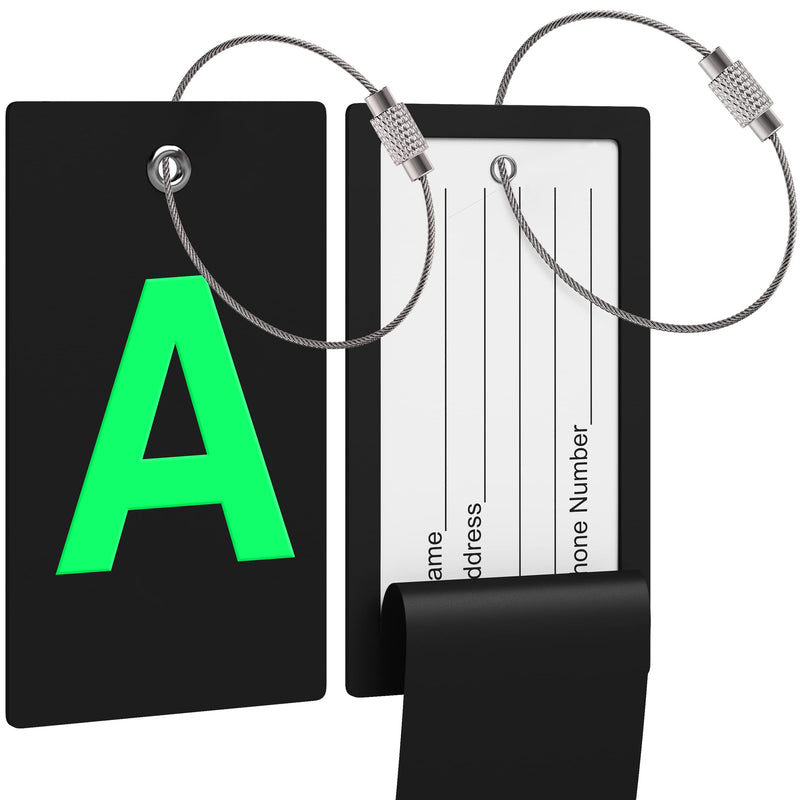 Luggage Bag Tag with Initial - fully bendable stainless steel tag