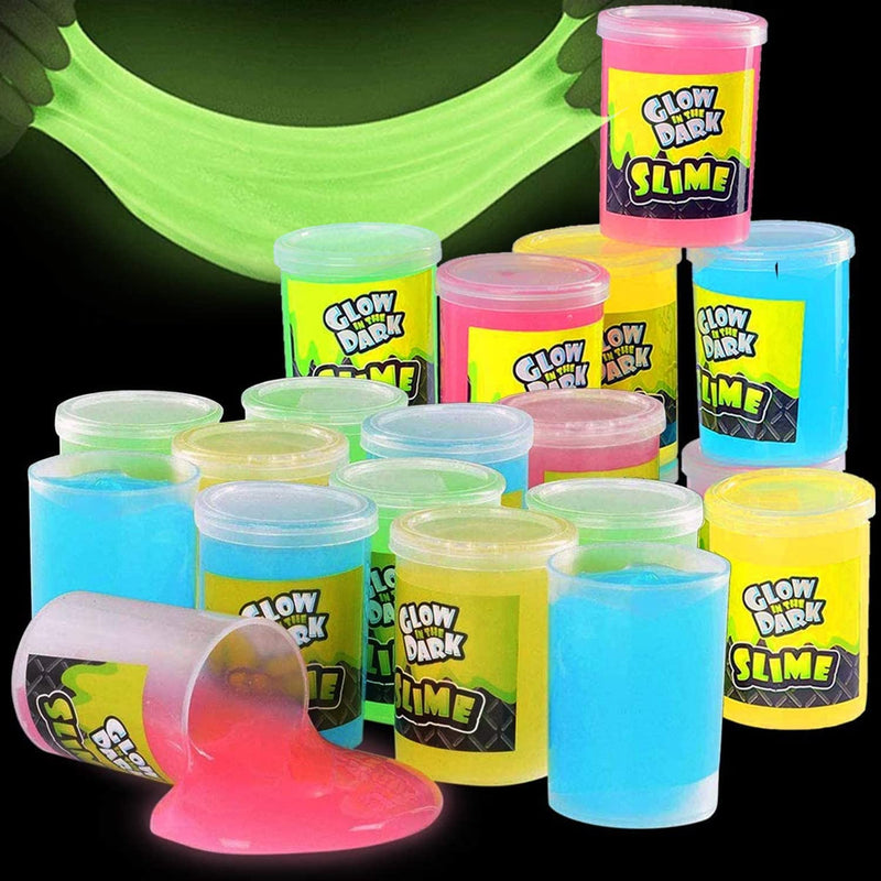 Glow In The Dark Slime - 24 Pack - Assorted Neon Colors - Glowing Slime Kit