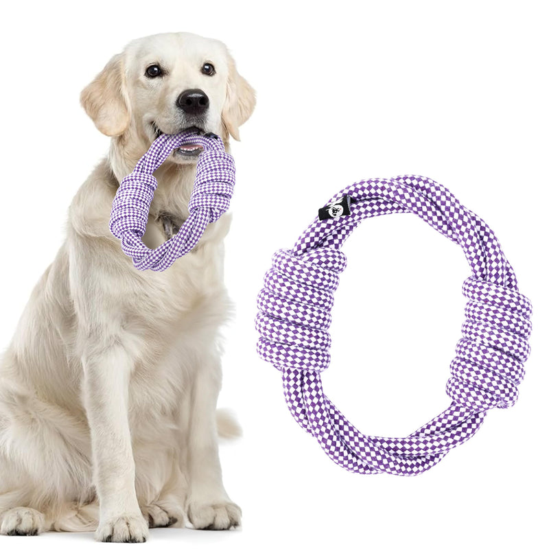 Ddoxx Strong Molar Dog Rope Toy - Tough, Indestructible Dog Toy For Aggressive Chewers - Ideal For Tug-Of-War, Puppy Teething Toys & Outdoor Play - 100% Cotton - 15.79 X 2.79 Cm - White/Purple