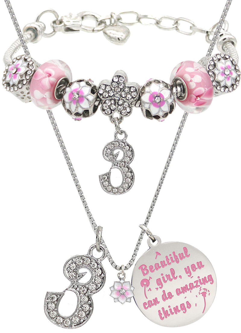 Gabby 3rd Birthday Bracelet Necklace