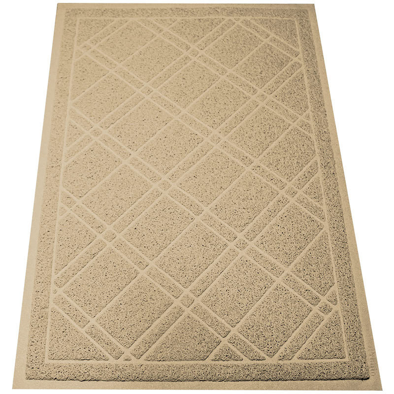 Universal Check Doormat - Khaki 42x35 - Non-Slip Durable