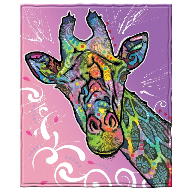 Colorful Giraffe Fleece Bed Blanket 50" x 60" Dean Russo Giraffe Fleece