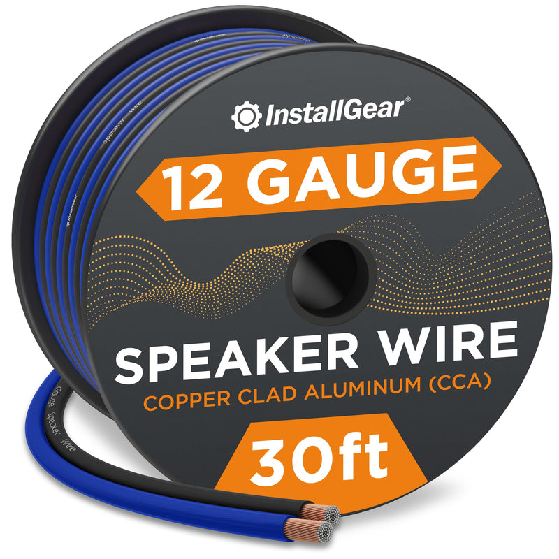 12 Gauge Speaker Wire Awg (30 Feet - Blue/Black) - Speaker Wire for Car Speakers