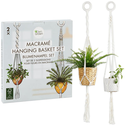 Macrame hanging basket set 4x flower pot hanging basket 95cm long macrame