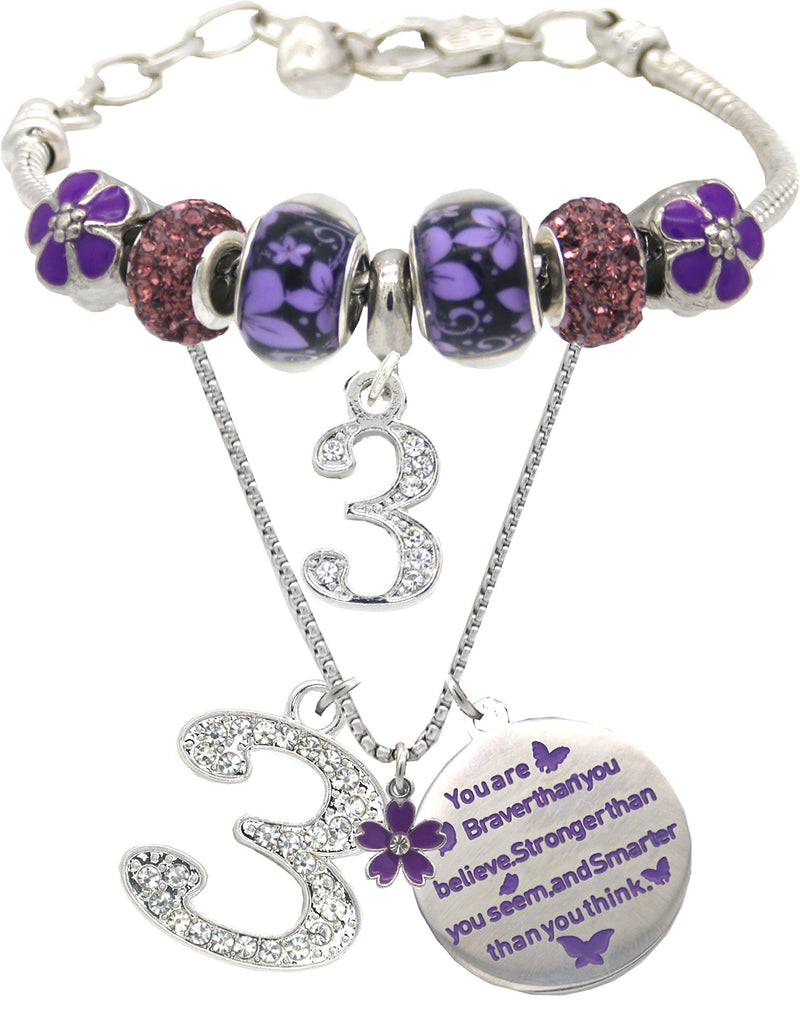 Gabby 3rd Birthday Bracelet Necklace