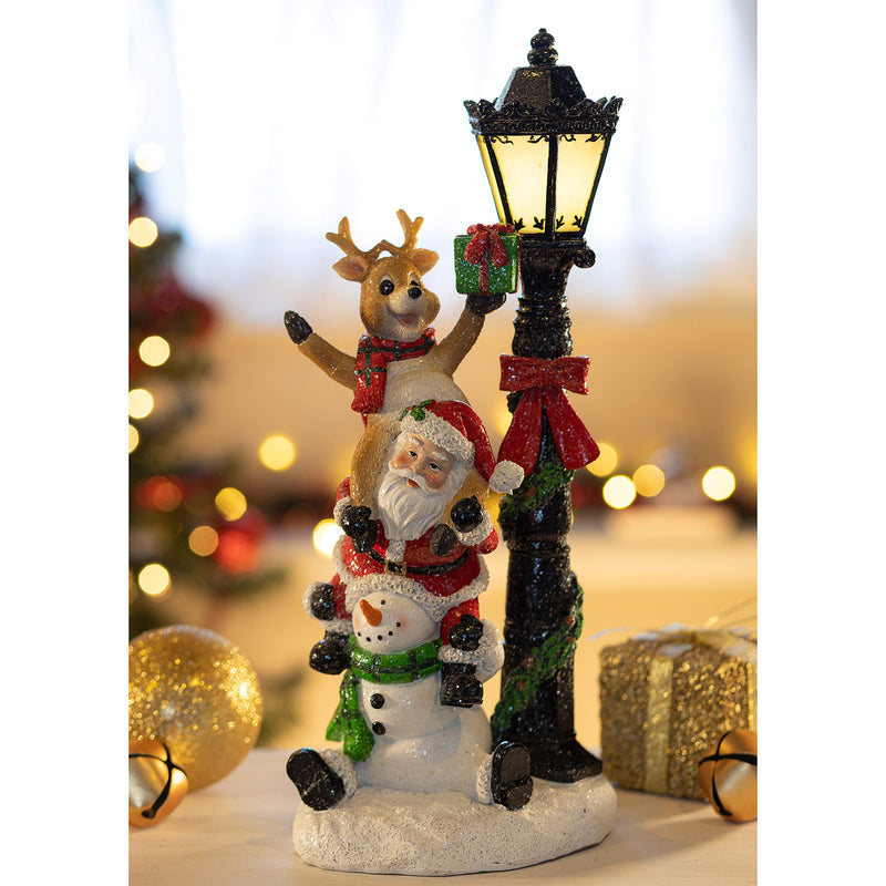 Light Up Snowman Christmas Figures - Resin Decor with LED Christmas Lights