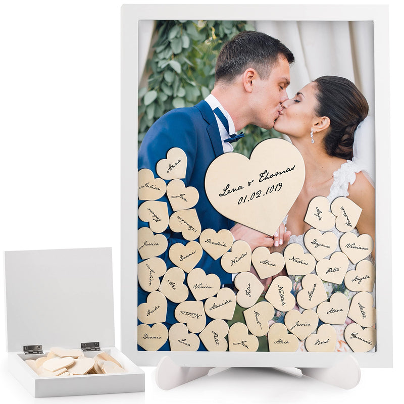 Guest book wedding wood including 81 hearts heart wedding guest book