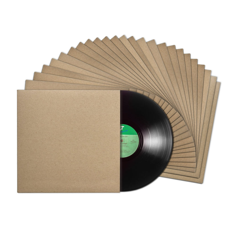 12 inch vinyl record LP sleeves with spines, kraft finish and no center hole