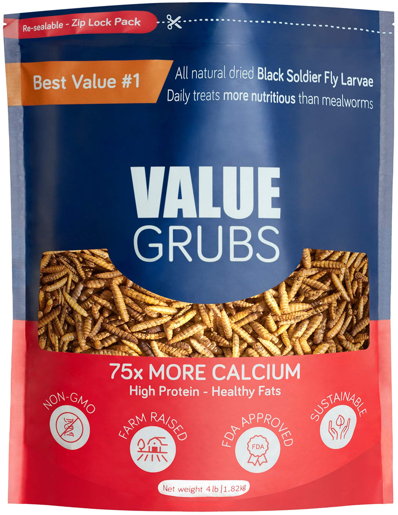 Value Grubs 4 Pound Black Soldier Fly Larvae Treats for Chickens and Birds - 75x