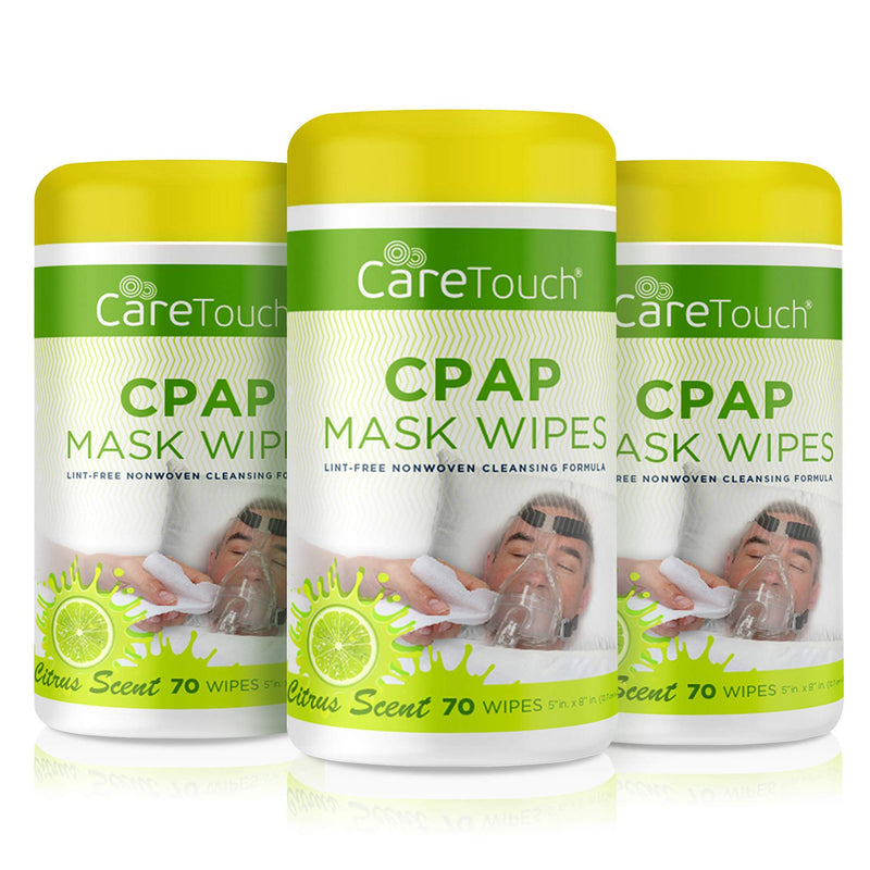 CPAP Mask Wipes - 3 Packs of 70 Citrus Scented CPAP Wipes, 210 Count, Natural