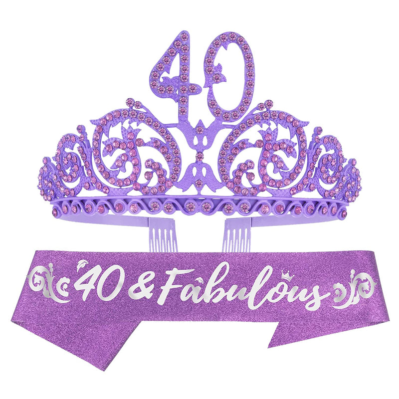 40th Birthday Sash and Tiara Set for Women - Sparkly and fabulous for your 40th birthday