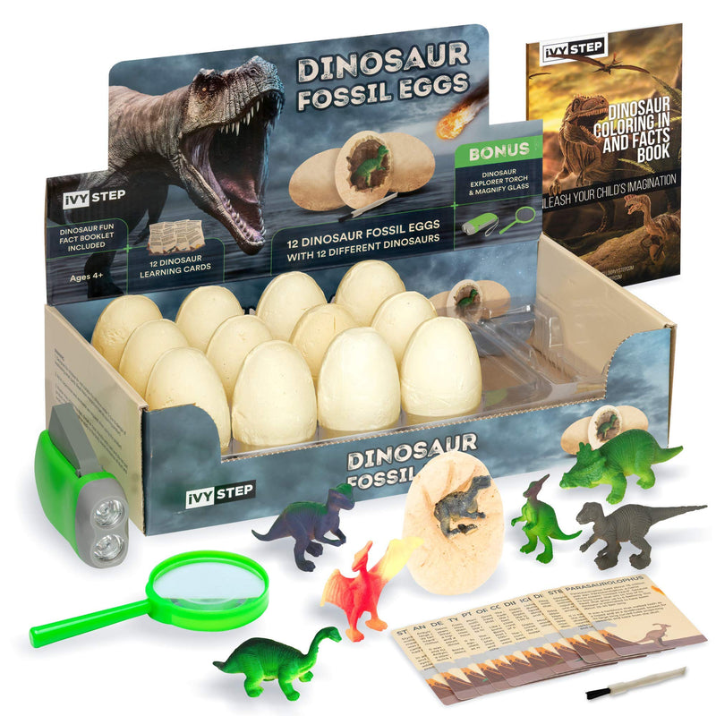 Dinosaur Fossil Digging Kit - Kids Discovery Kit with Egg Digging Tools - Toy