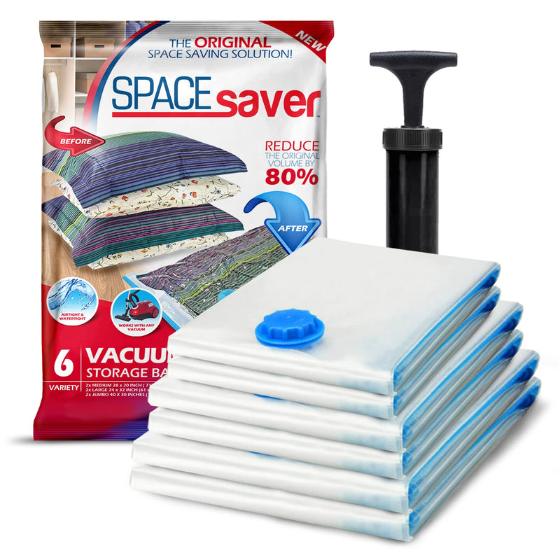 Space Bags vacuum storage bags save 80% on storage space, variety in a pack of 6