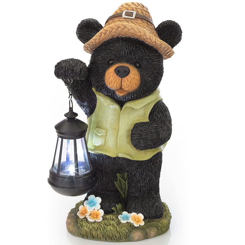 Camping Bear with Lantern Solar Powered LED Outdoor Decoration Garden Light Bear Farm