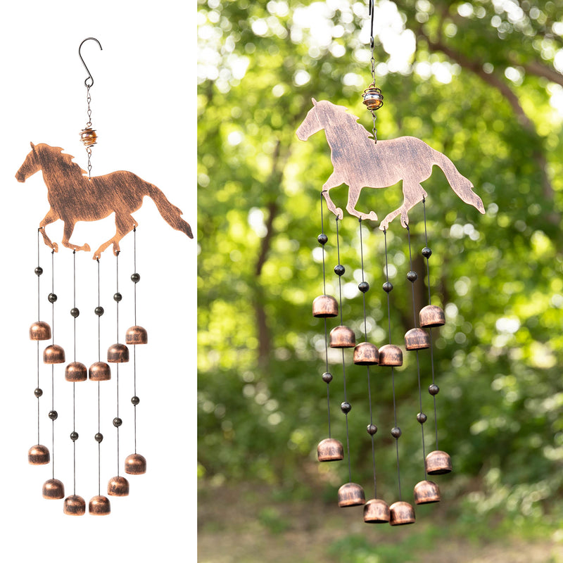 24" H Outdoor Galloping Horse Wind Chime, Unique Galloping Horse