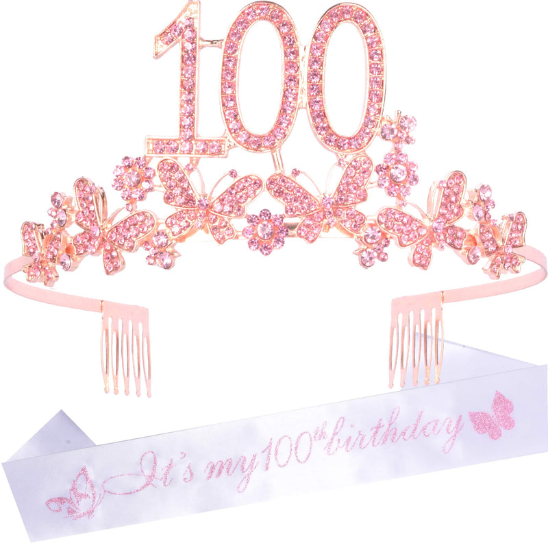 100th Birthday Sash and Tiara for Women - Fabulous Glitter Sash