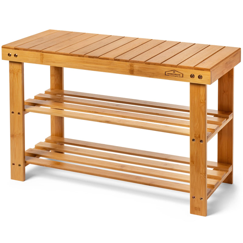 Bamboo Shoe Rack 3 Tier Small Bench Shoe Rack Outdoor Weatherproof - Shoe