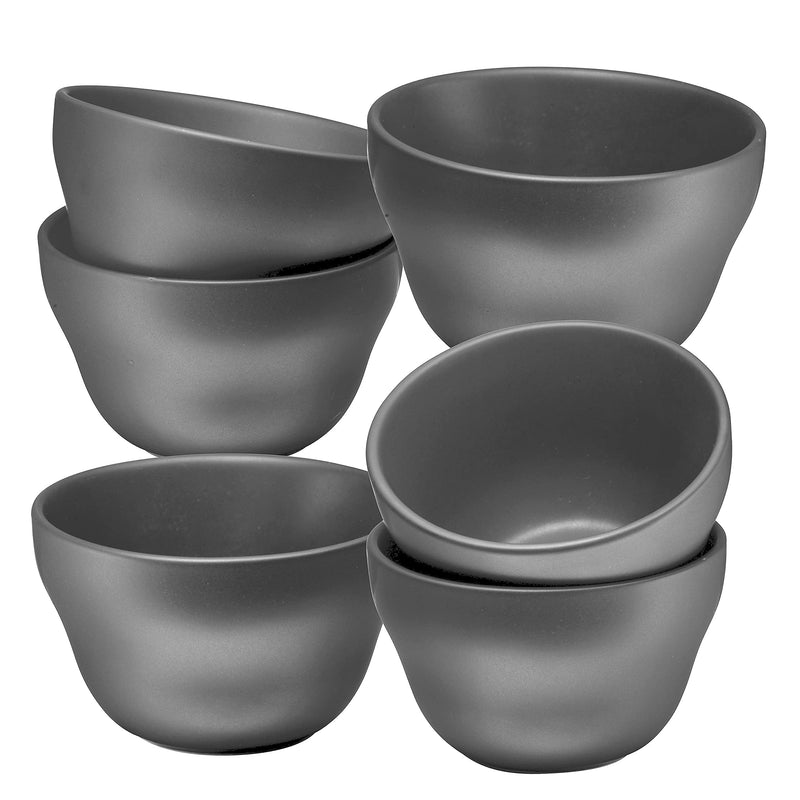 8 Ounce Ceramic Dessert Bowls Set of 6 in Gray, 8 Ounce Ceramic Chip and Dip Bowls