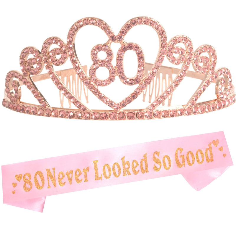 80th Birthday Sash and Tiara for Women - Fabulous Glitter Sash + Gravity