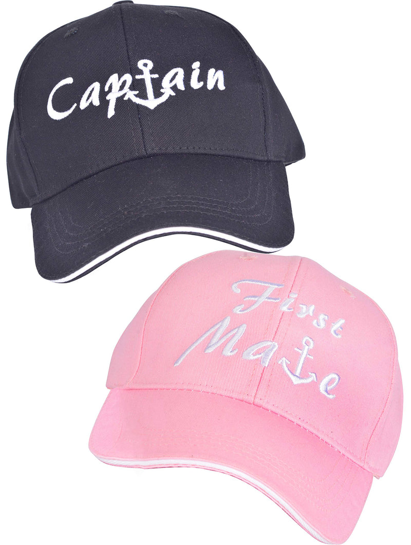 Captain and First Mate Hats Baseball Caps 2 Pack Nautical Navy Sailor Hats