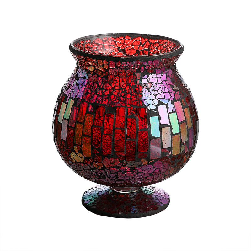 65 x 7 inch Mosaic Hurricane Glass Mosaic Glass Red Vase for Gifts