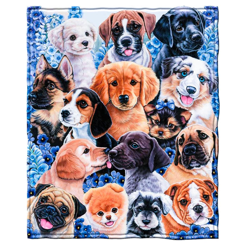 Dog Blanket - Puppy Fleece Bed Blanket - 75" x 90" Throw for Kids