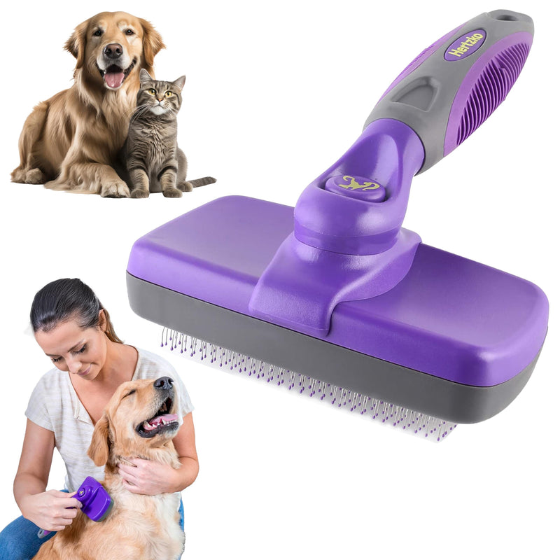 Hertzko Self Cleaning Slicker Brush With Plastic Tips For Sensitive Dogs And Cats