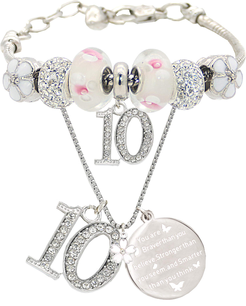 10th Birthday Bracelet Necklace, Birthday Shirts for Girls 10 Years