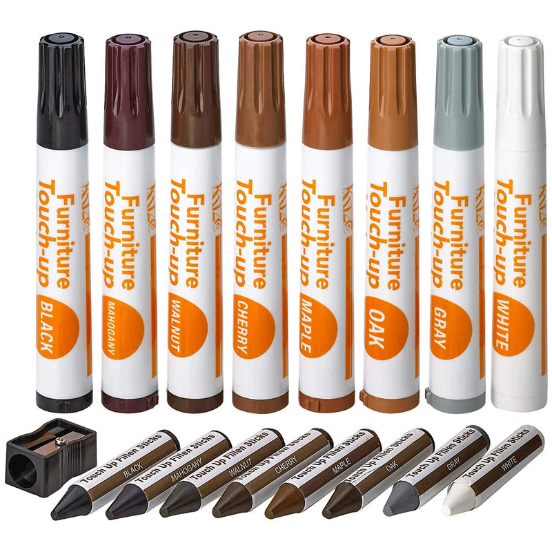 Furniture Repair Kit Wood Markers - 17 Piece Set with Sharpener - Furniture Touch