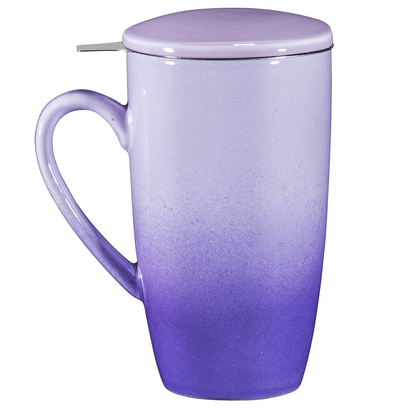 Ceramic tea infuser mug with stainless steel infuser and removable lid,