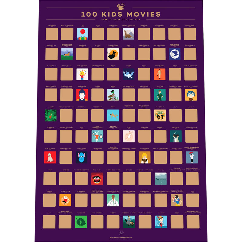 100 Kids Movie Scratch Off Poster Top Family Films Of All Time List