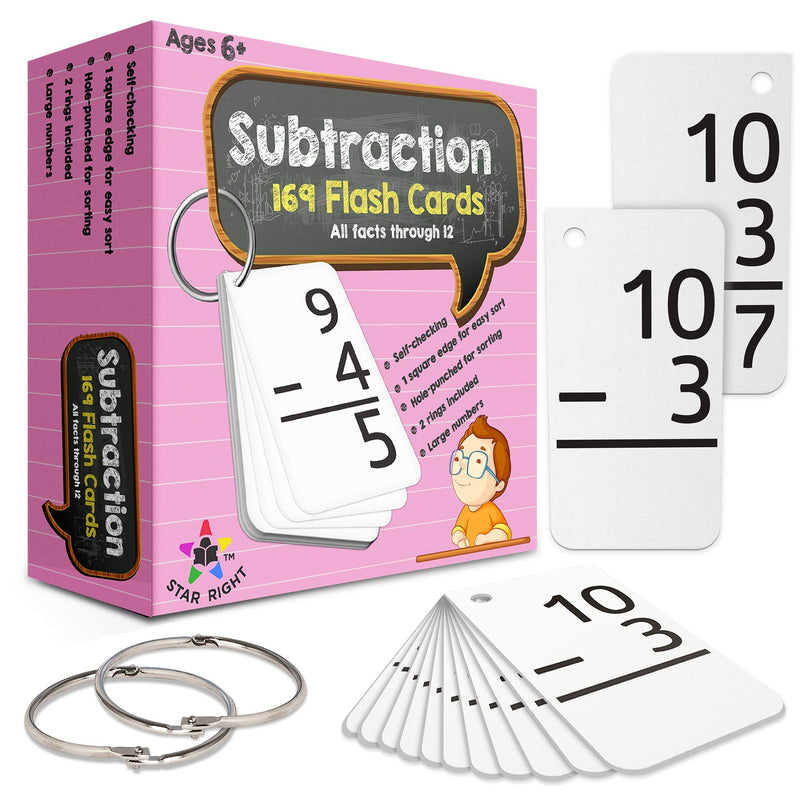 Educational Subtraction Flashcards, 0-12 (All Facts, 169 Cards) with 2