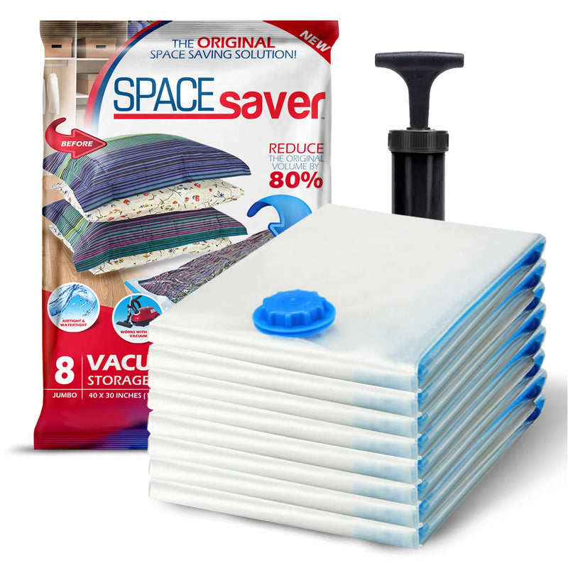 Vacuum Storage Bags (Jumbo 8 Pack) Save 80% on Clothes Storage Space - Vacuum Bags