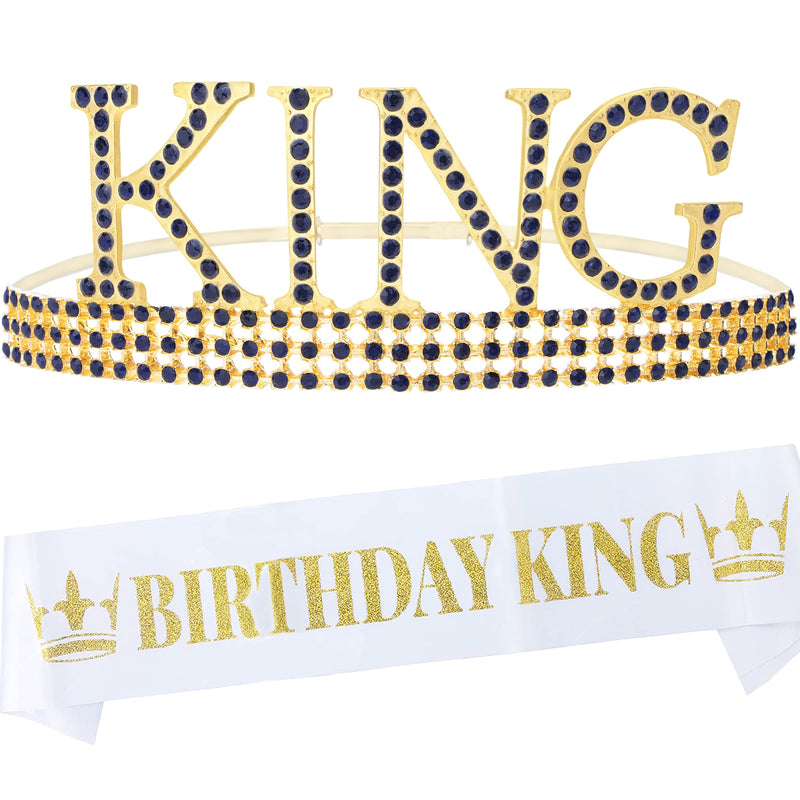 Birthday Royal Crown for Men and Boys, Sash and Lapel Pin for Men and Boys, Royal King