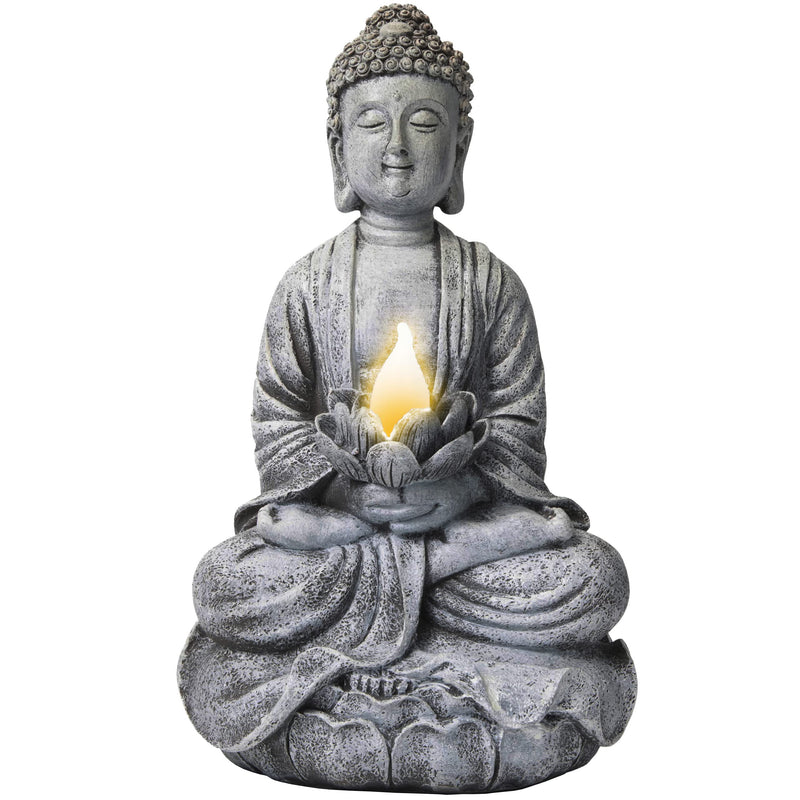 Buddha Statue for Home Outdoor Decoration Solar Powered Flickering Led Garden