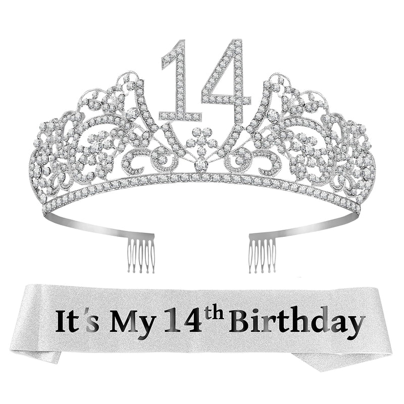 Girls 14th Birthday Sash and Tiara - Fabulous Set: Glitter Sash