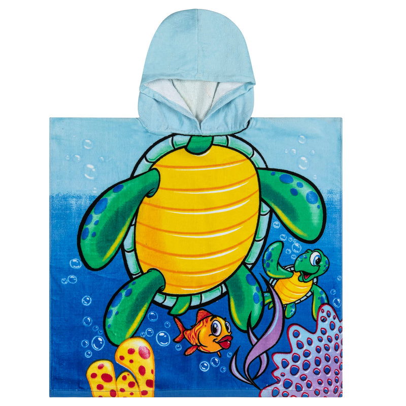 Turtle & Friends Hooded Poncho Beach Towel - Fun and functional for kids