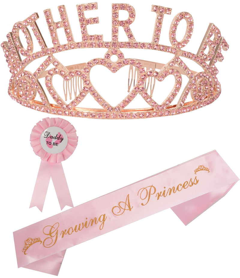 Baby Shower Decorations for Expecting Mom and Dad, Pink Metal Tiara