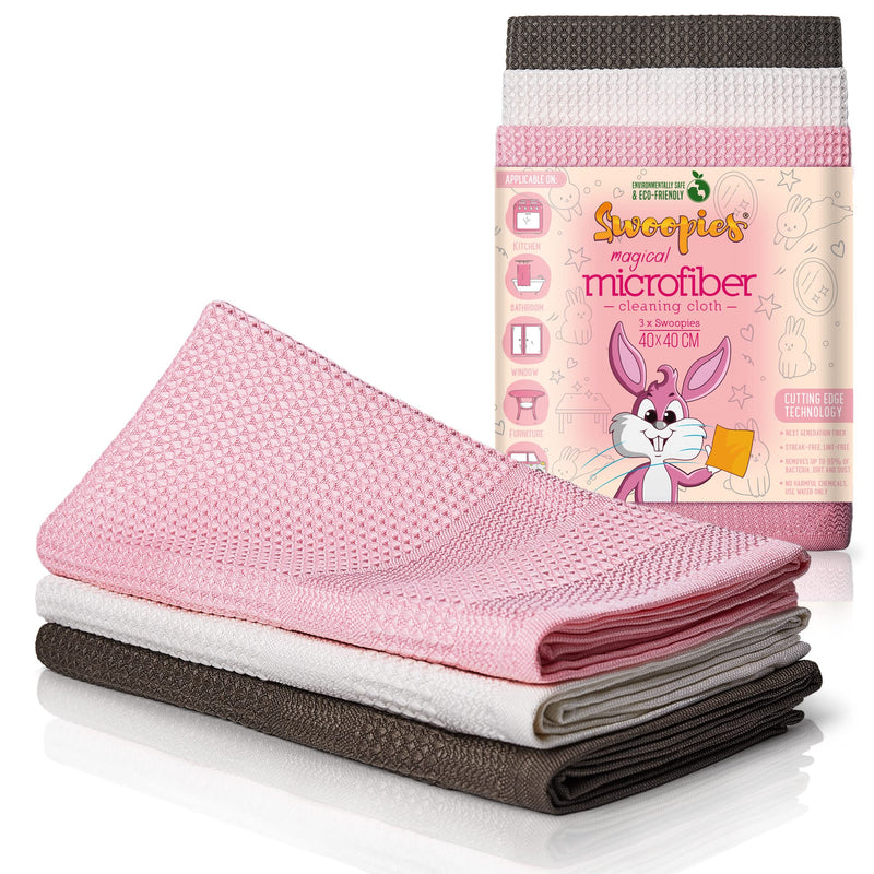 Pack of 3 streak-free all-purpose microfibre cloths. Magic cleaning cloths