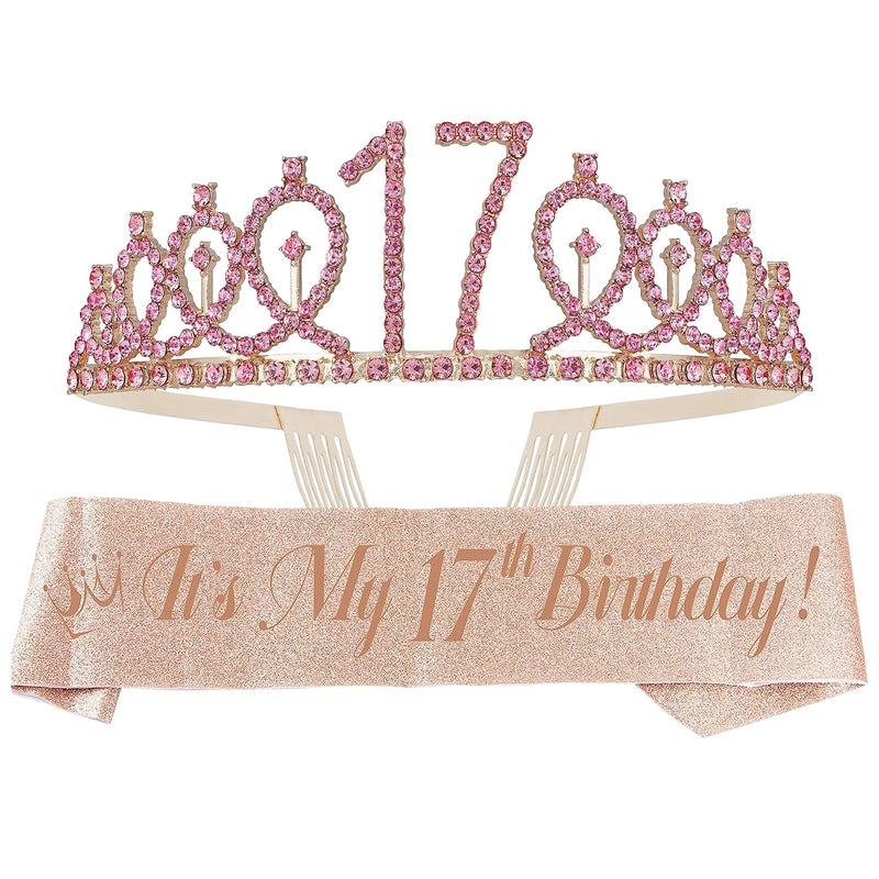 Girls 17th Birthday Sash and Tiara - Fabulous Set: Glitter Sash